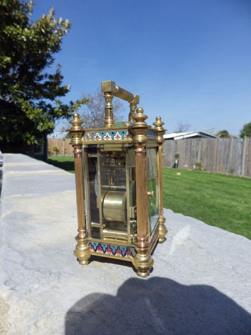 FRENCH ENAMEL REPEATING CARRIAGE CLOCK - ADDITIONAL PHOTO 1