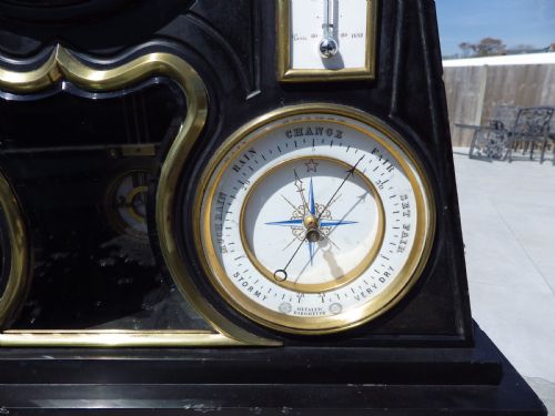 fig 1. A Very Rare French Black Marble Month Running  Brocot Calendar Regulator Clock 1870