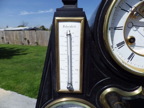 fig 5. A Very Rare French Black Marble Month Running  Brocot Calendar Regulator Clock 1870