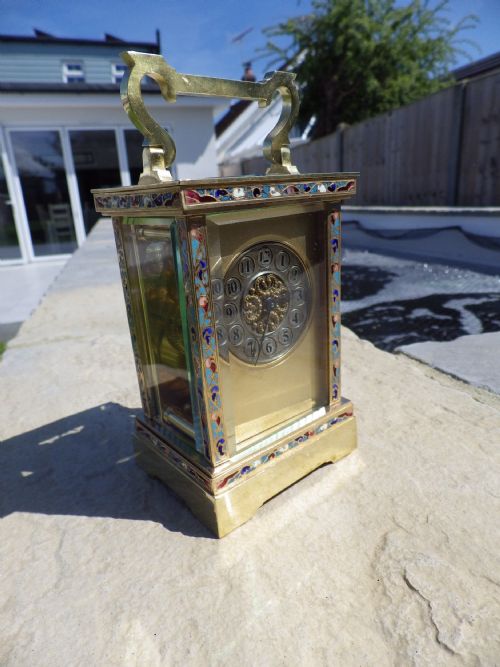 FRENCH CARRIAGE CLOCK WITH ENAMEL BANDINGS 1890 - ADDITIONAL PHOTO 1