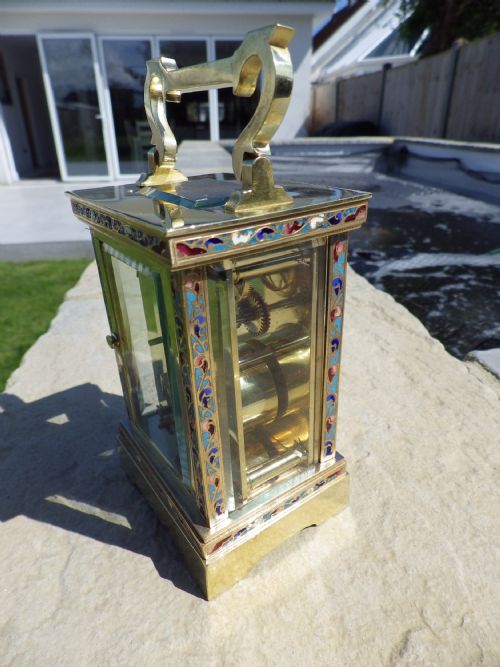 FRENCH CARRIAGE CLOCK WITH ENAMEL BANDINGS 1890 - ADDITIONAL PHOTO 6