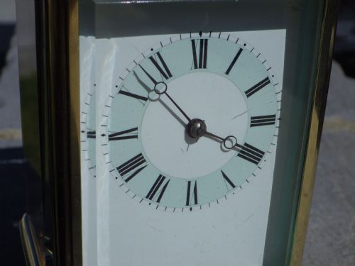 FRENCH CARRIAGE CLOCK MINT GREEN CHAPTER RING EARLY HEAVY CLOCK 1860S - ADDITIONAL PHOTO 5