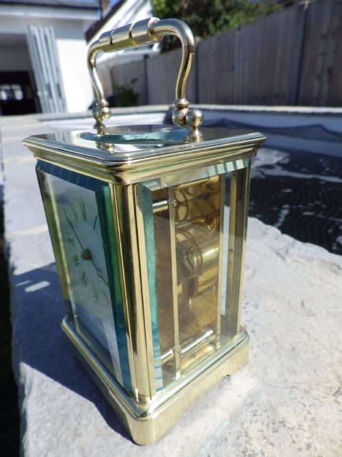 FRENCH CARRIAGE CLOCK MINT GREEN CHAPTER RING EARLY HEAVY CLOCK 1860S - ADDITIONAL PHOTO 4