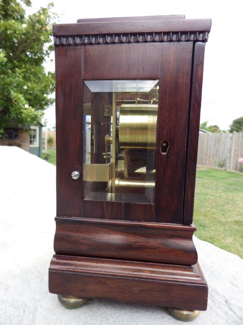 ENGLISH MINIATURE FUSEE LIBRARY CLOCK IN ROSEWOOD BY JOHNSON OF LONDON - ADDITIONAL PHOTO 6
