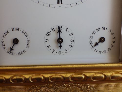 GRAND SONNERIE MOSER CARRIAGE CLOCK WITH DATE WORK ENGRAVED PLATFORM 1850S - ADDITIONAL PHOTO 6