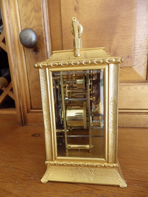 GRAND SONNERIE MOSER CARRIAGE CLOCK WITH DATE WORK ENGRAVED PLATFORM 1850S - ADDITIONAL PHOTO 1