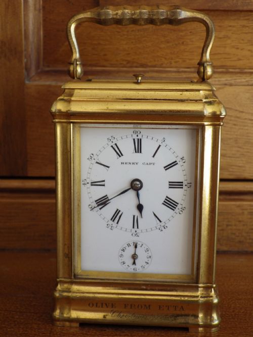 miniature grand sonnerie french carriage clock xmas 1894 - CATEGORY: ANTIQUE CLOCKS - DATED 1890