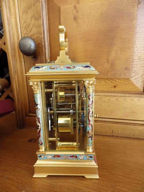 FRENCH REPEATING CARRIAGE CLOCK WITH ENAMEL AND GILDED CASE 1890S - ADDITIONAL PHOTO 2