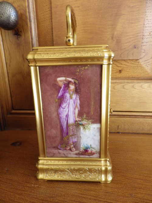 FRENCH REPEATING CARRIAGE CLOCK BY ALFRED DROCOURT ENAMEL PANELS 1870S - ADDITIONAL PHOTO 1