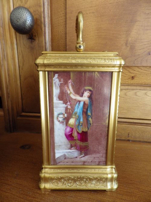 FRENCH REPEATING CARRIAGE CLOCK BY ALFRED DROCOURT ENAMEL PANELS 1870S - ADDITIONAL PHOTO 2