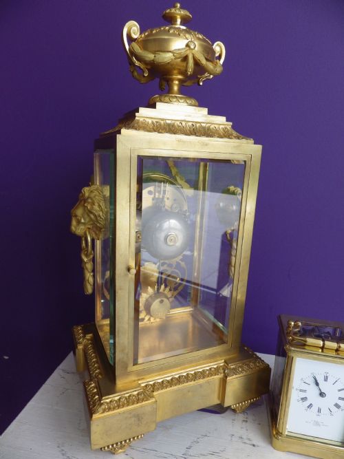 FRENCH CRYSTAL REGULATOR IN A GLASS CASE 1880S - ADDITIONAL PHOTO 5