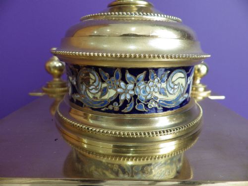 FRENCH CRYSTAL REGULATOR MANTLE CLOCK WITH BLUE ENAMEL PANELS 1870S - ADDITIONAL PHOTO 7