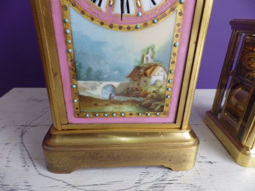 FRENCH CRYSTAL REGULATOR WITH THE PINK PANELS 1870S - ADDITIONAL PHOTO 1