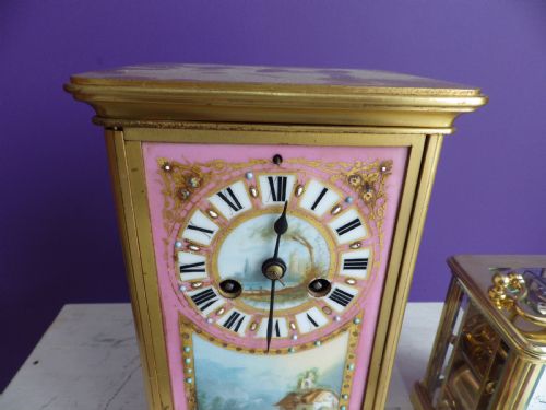 FRENCH CRYSTAL REGULATOR WITH THE PINK PANELS 1870S - ADDITIONAL PHOTO 2