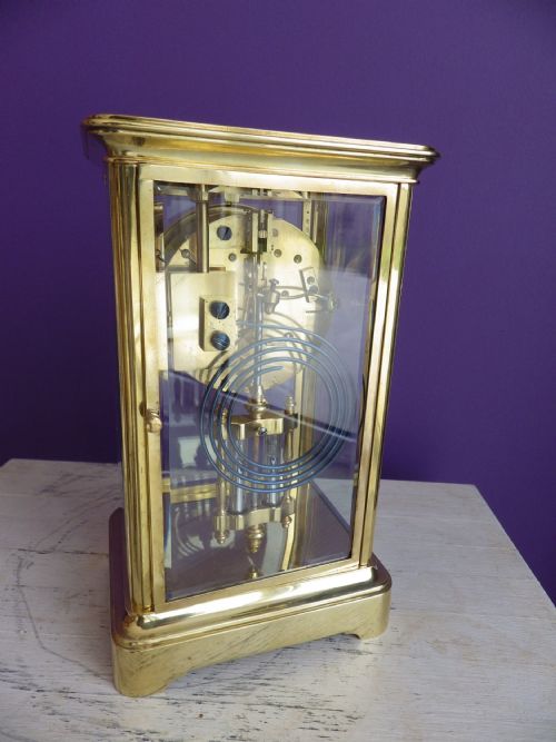SMALL FRENCH CRYSTAL REGULATOR FOUR GLASS MANTLE CLOCK 1900S - ADDITIONAL PHOTO 2