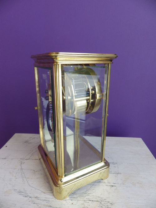 SMALL FRENCH CRYSTAL REGULATOR FOUR GLASS MANTLE CLOCK 1900S - ADDITIONAL PHOTO 3