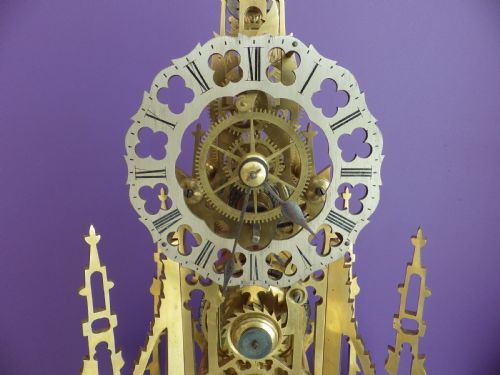 SCOTT MEMORIAL FUSEE ENGLISH SKELETON CLOCK FULLY RESTORED 1890S - ADDITIONAL PHOTO 2