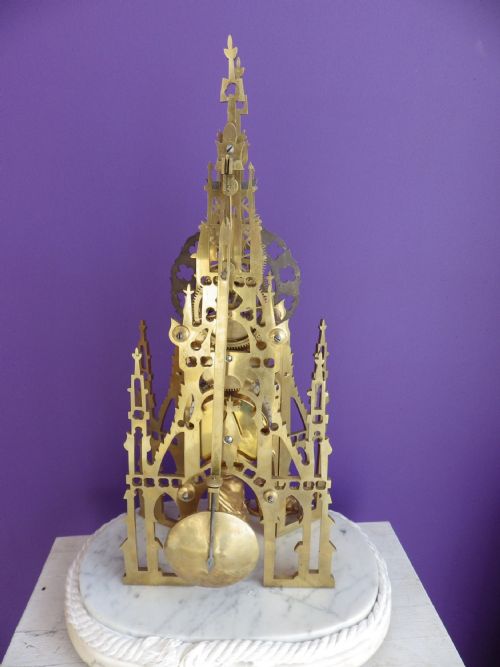 SCOTT MEMORIAL FUSEE ENGLISH SKELETON CLOCK FULLY RESTORED 1890S - ADDITIONAL PHOTO 4