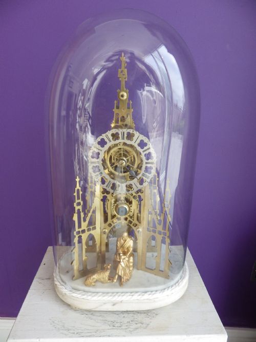 SCOTT MEMORIAL FUSEE ENGLISH SKELETON CLOCK FULLY RESTORED 1890S - ADDITIONAL PHOTO 5
