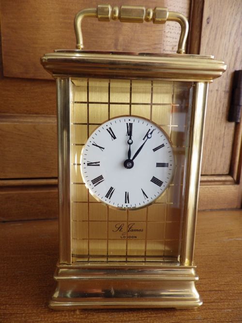 st james eight day carriage clock fully restored 1960s - CATEGORY: ANTIQUE CLOCKS - DATED 1960