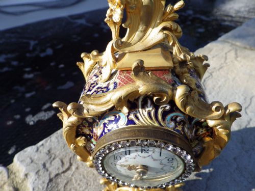 FRENCH ORMOLU BRONZE ENAMEL MINIATURE BEDSIDE CLOCK SIMPLY STUNNING 1890 - ADDITIONAL PHOTO 2