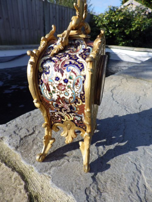 FRENCH ORMOLU BRONZE ENAMEL MINIATURE BEDSIDE CLOCK SIMPLY STUNNING 1890 - ADDITIONAL PHOTO 3