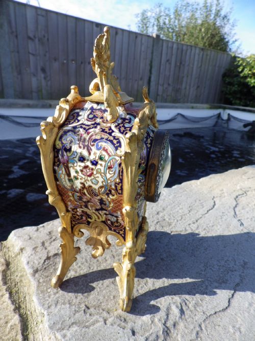 FRENCH ORMOLU BRONZE ENAMEL MINIATURE BEDSIDE CLOCK SIMPLY STUNNING 1890 - ADDITIONAL PHOTO 5