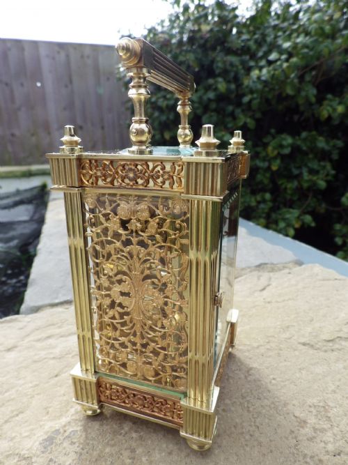 FRENCH CARRIAGE CLOCK CHASED SIDE PANELS 1890 - ADDITIONAL PHOTO 1