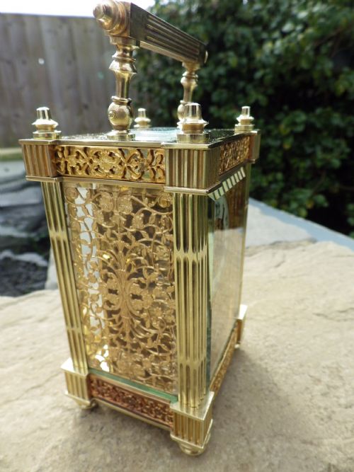 FRENCH CARRIAGE CLOCK CHASED SIDE PANELS 1890 - ADDITIONAL PHOTO 3