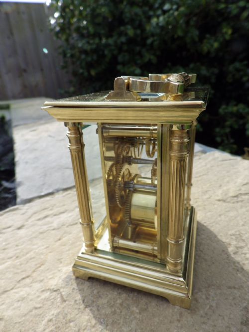 FRENCH CARRIAGE CLOCK ENGINE TURNED MASK DIAL 18901920S - ADDITIONAL PHOTO 3