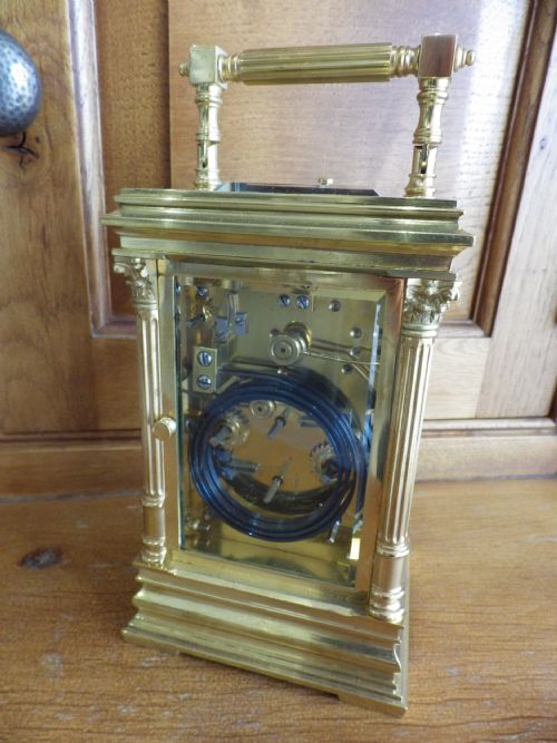 FRENCH GRAND SONNERIE DATE WORK MOONPHASE CARRIAGE CLOCK 1870 RESTORED - ADDITIONAL PHOTO 3