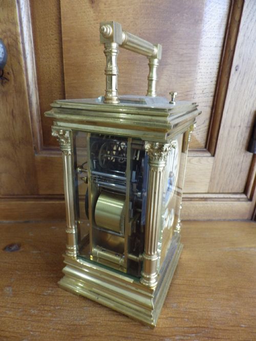 FRENCH GRAND SONNERIE DATE WORK MOONPHASE CARRIAGE CLOCK 1870 RESTORED - ADDITIONAL PHOTO 4