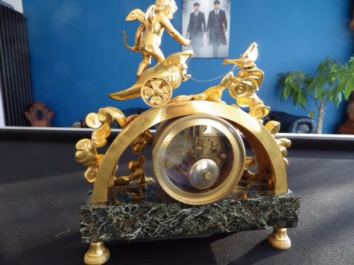 FRENCH SOLID ORMOLU BRONZE MANTEL CLOCK 1860S - ADDITIONAL PHOTO 3