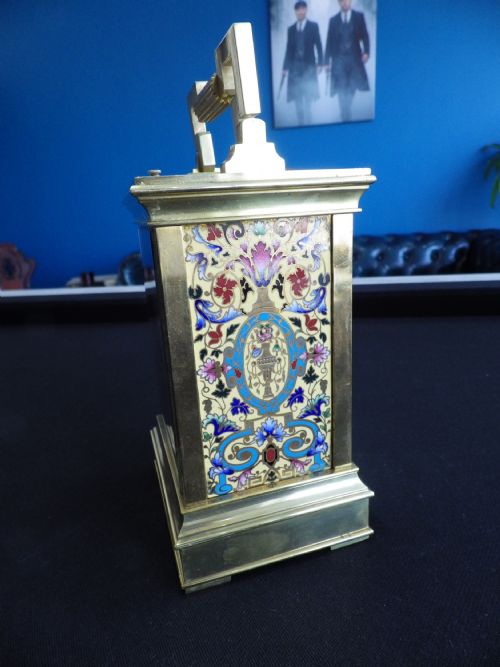 FRENCH ENAMEL CARRIAGE CLOCK 1890S - ADDITIONAL PHOTO 1
