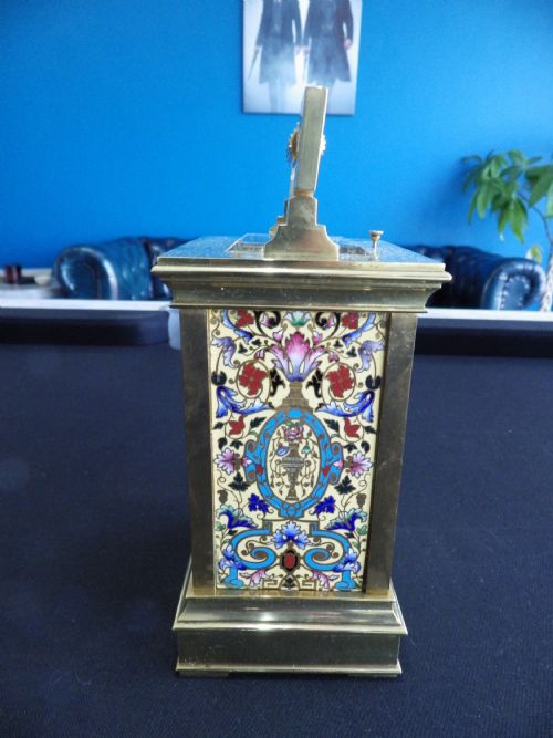FRENCH ENAMEL CARRIAGE CLOCK 1890S - ADDITIONAL PHOTO 3