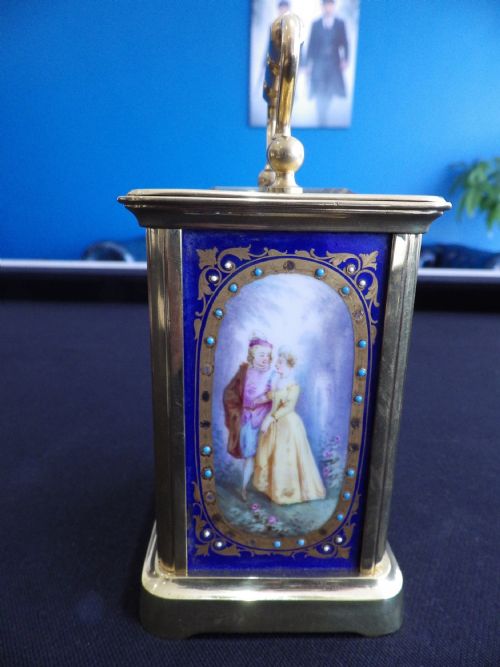 FRENCH PORCELAIN PANEL CARRIAGE CLOCK - ADDITIONAL PHOTO 1
