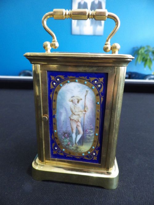 FRENCH PORCELAIN PANEL CARRIAGE CLOCK - ADDITIONAL PHOTO 2