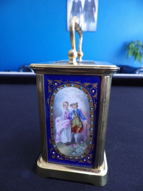 FRENCH PORCELAIN PANEL CARRIAGE CLOCK - ADDITIONAL PHOTO 3