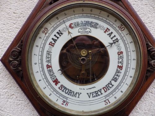BAROMETER ARTDECO SOLID MAHOGANY LIVERPOOL 1900S - ADDITIONAL PHOTO 1
