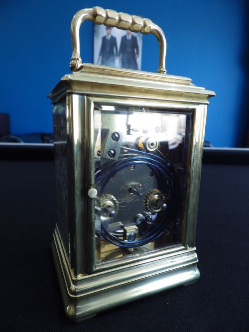 FRENCH REPEATER CARRIAGE CLOCK RARE TOP AND SIDE PANELS RESTORED MOVEMENT SIGNED BRUNELOT 1890 - ADDITIONAL PHOTO 5