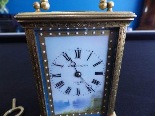 FRENCH ENAMEL PANEL ENGRAVED CASE CARRIAGE CLOCK BY MARGAINE OF FRANCE 1890 - ADDITIONAL PHOTO 1