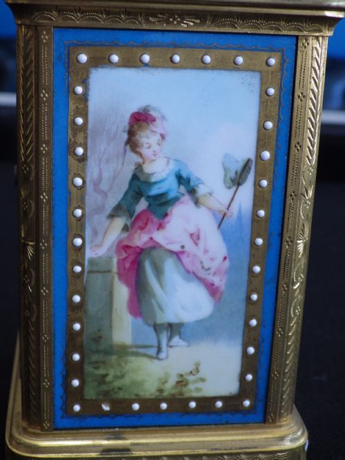 FRENCH ENAMEL PANEL ENGRAVED CASE CARRIAGE CLOCK BY MARGAINE OF FRANCE 1890 - ADDITIONAL PHOTO 7