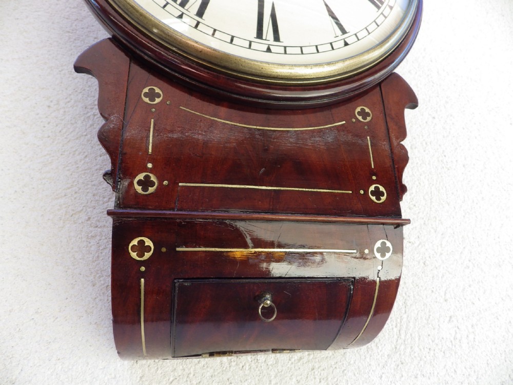 English 1860s Convex Fusee Drop Dial Wall Clock View II