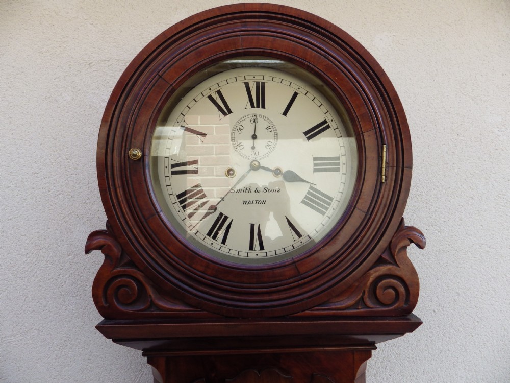 Large Tavern Clock In Flame Mahogany By Smith & Sons Of Walton View II