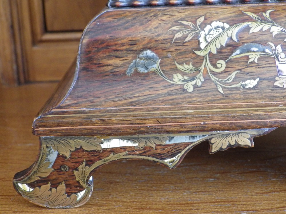 Simply Stunning Rosewood Inlayed French Mantel Clock  View II