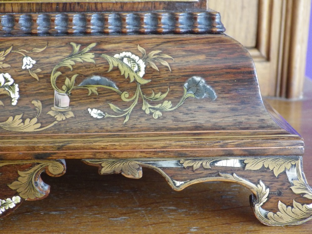 Simply Stunning Rosewood Inlayed French Mantel Clock  View III