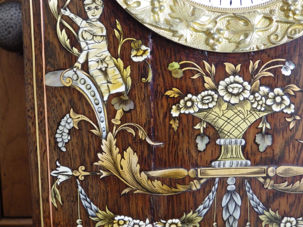 Simply Stunning Rosewood Inlayed French Mantel Clock  View IV