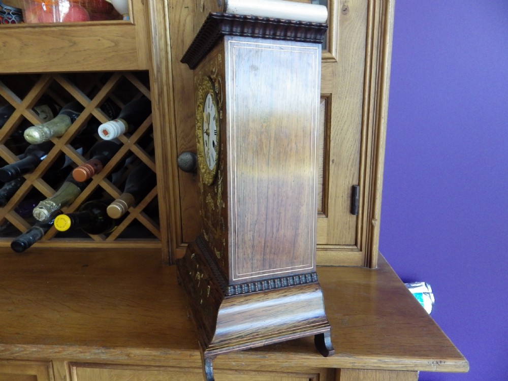 Simply Stunning Rosewood Inlayed French Mantel Clock  View XII