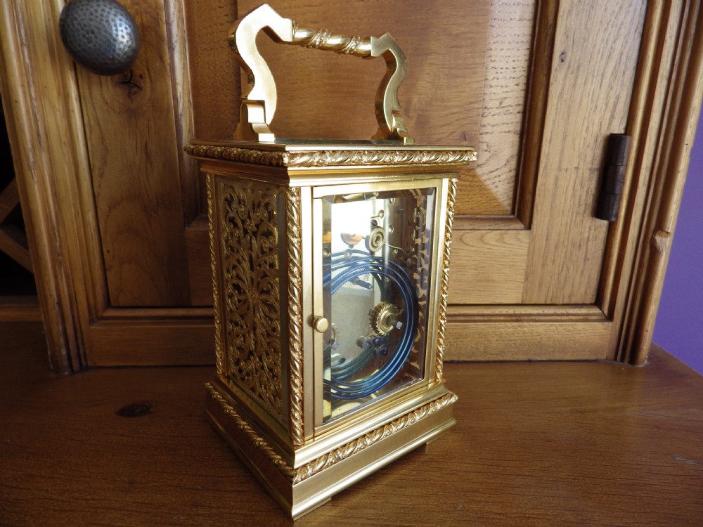 French Striking Carriage Clock Movement Fully Restored Rare Case Style View VII
