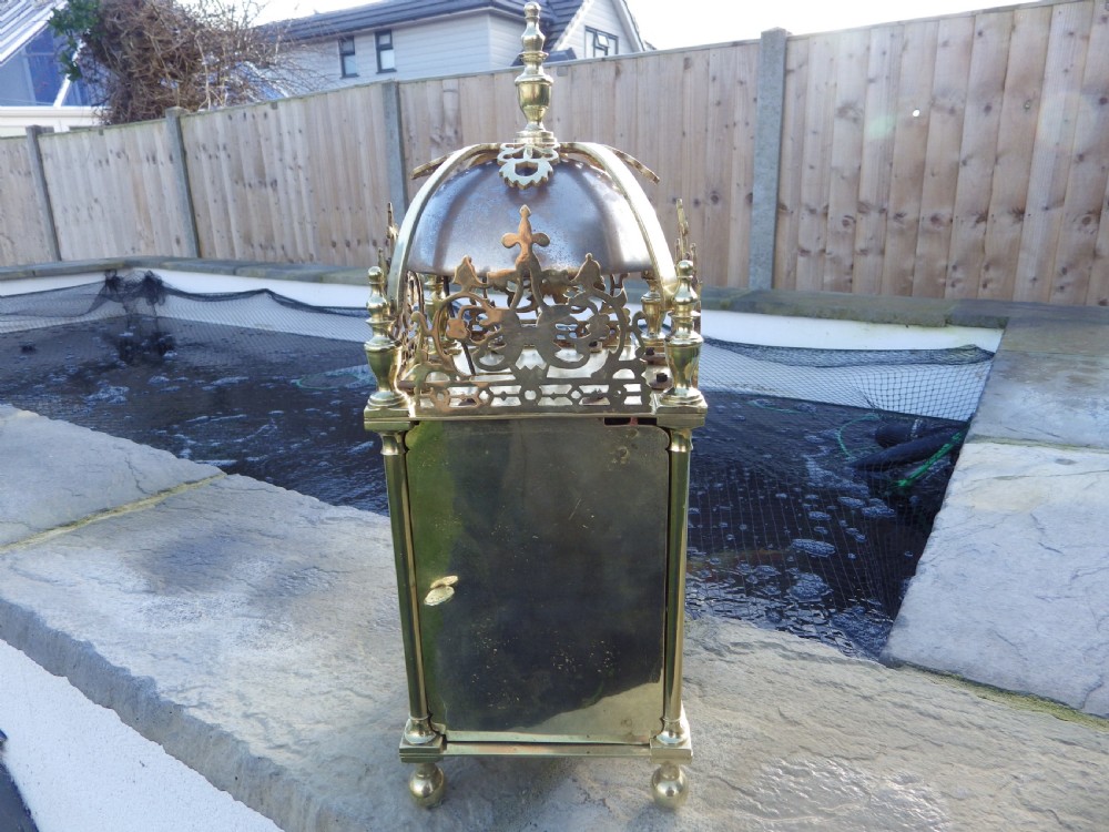 Large Twin Fusee English Lantern Clock By Thomas Bridge Of London View VII